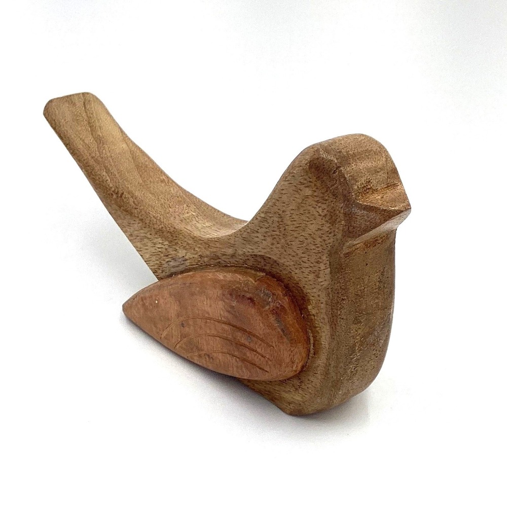 Hand Carved Wooden Bird Figurine Rustic Farmhouse Decor Sculpture